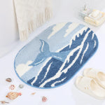 tapis bain antidérapant polyester motif méduse marine vert clair rose jaune bleu blanc moderne