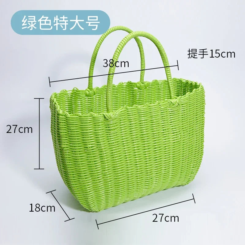 panier rangement sac main tressé rose opaque casual