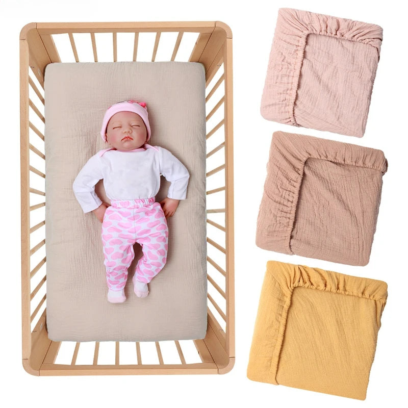 draps lit bébé coton 100% beige rose jaune rayures géométriques simple doux