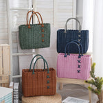 panier osier réutilisable vert rose moderne chic poignées détachables respectueux environnement utilisation multiple