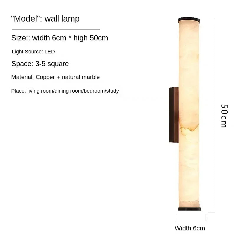 applique murale moderne marbre naturel cuivre lampe led salon chambre coucher décoration luxe
