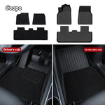 tapis sol voiture rayures horizontales noir velcro moderne conducteur copilote arriere coffre