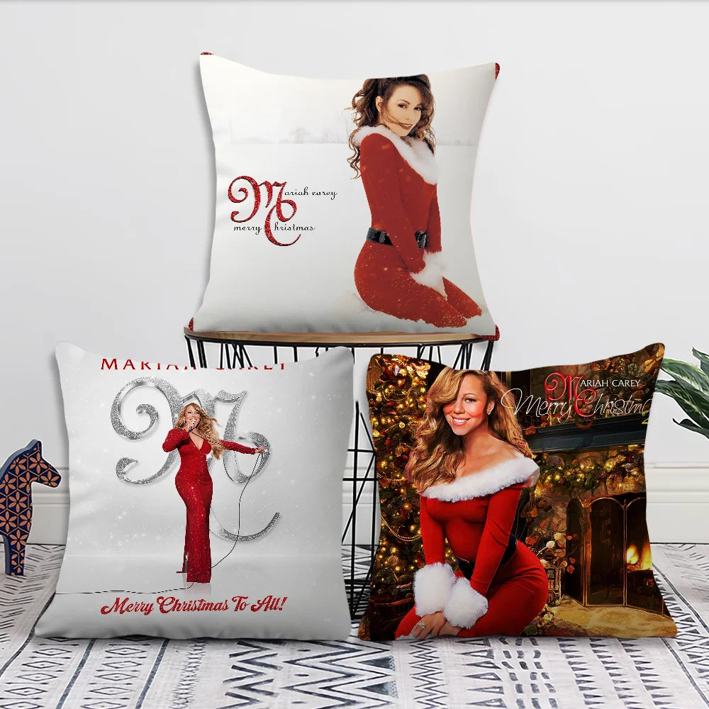 taie d'oreiller mariah carey noel coussin moderne rouge blanc photo décoration intérieure polyester dobby