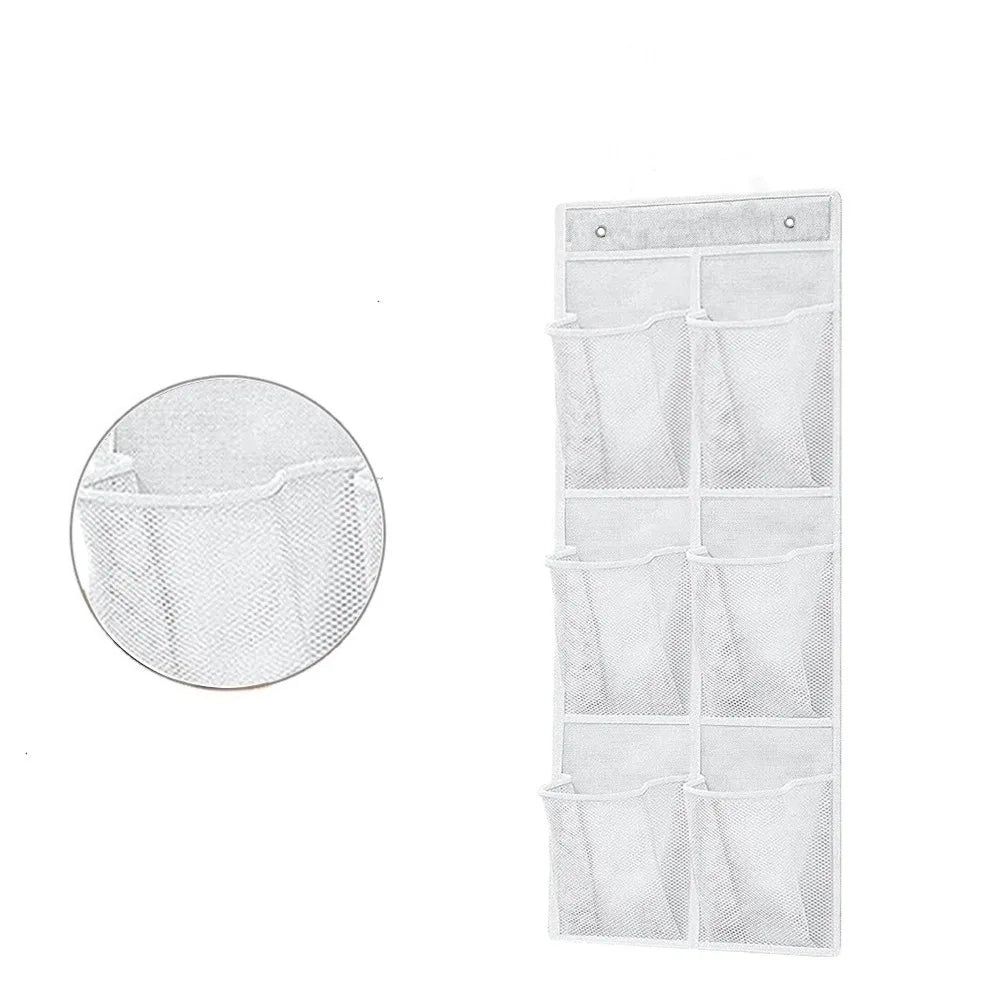organisateur suspendu multi poches utilitaire gris noir maille semi transparent métalliques rangement chambre