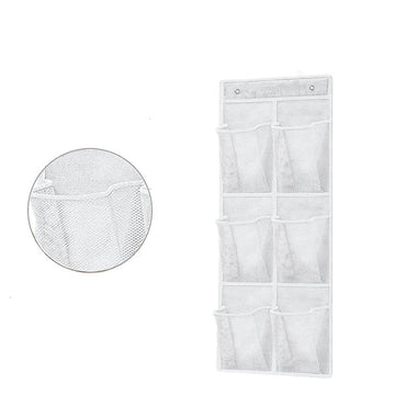 organisateur suspendu multi poches utilitaire gris noir maille semi transparent métalliques rangement chambre