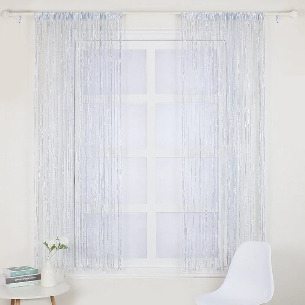 rideau decoratif argenté bohème semi transparent fenetre plateextérieur decoration maison franges vertical bois blanc
