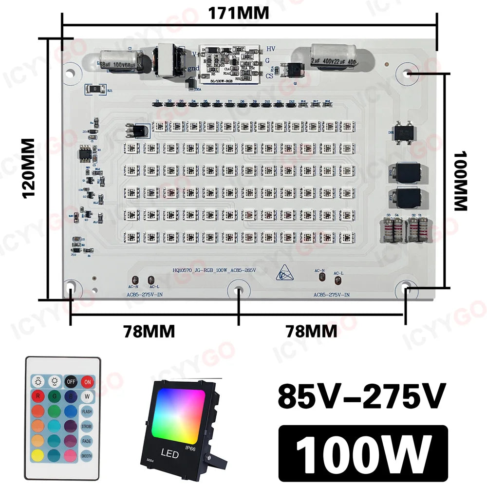 projecteur extérieur led 5050 blanc haute luminosité 10w 20w 50w 100w