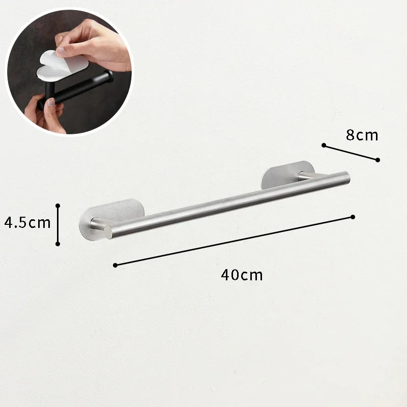 accessoire salle bain adhésif noir moderne porte rouleau papier toilette napkin holder suspension serviettes