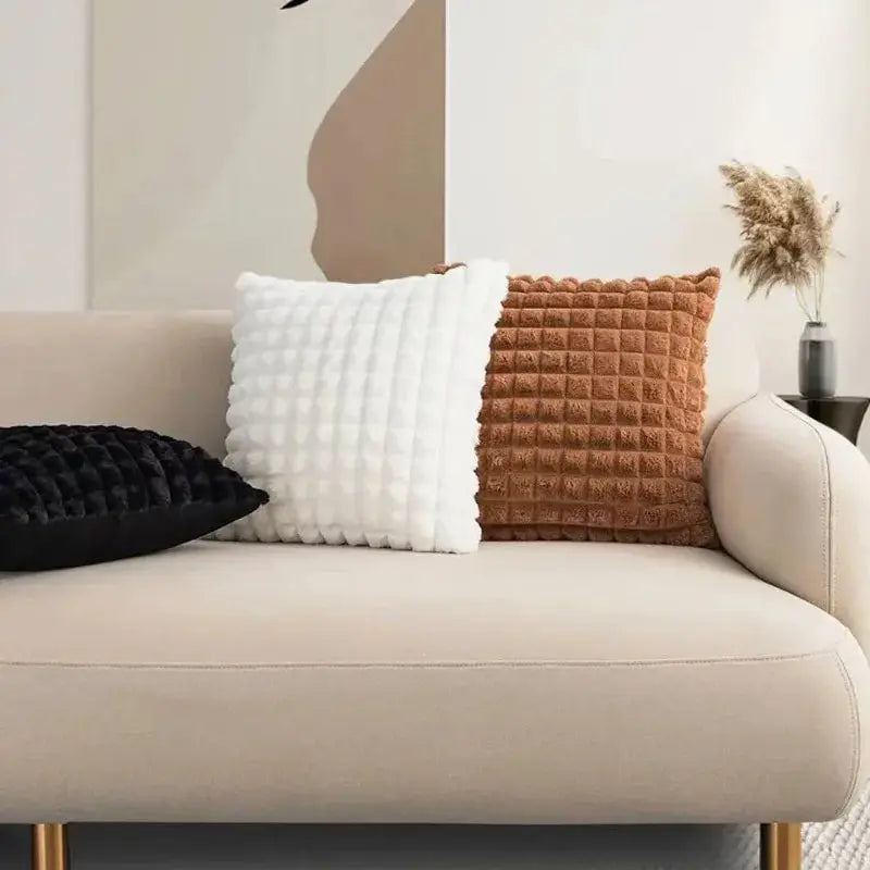 taie oreiller polyester animal compagnie lapin blanc noir marron texture relief moderne fixations