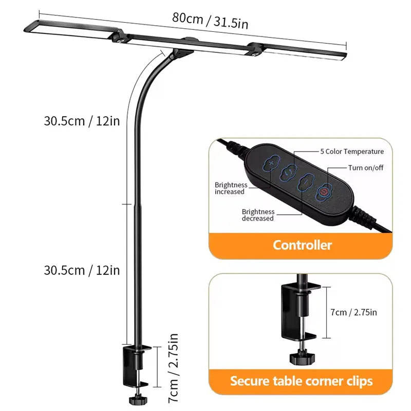 lampe led flexible noir moderne pince réglable étude lecture