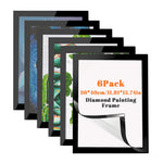 Cadre peinture diamant noir moderne adhésif auto transparent guide taille 30x40cm