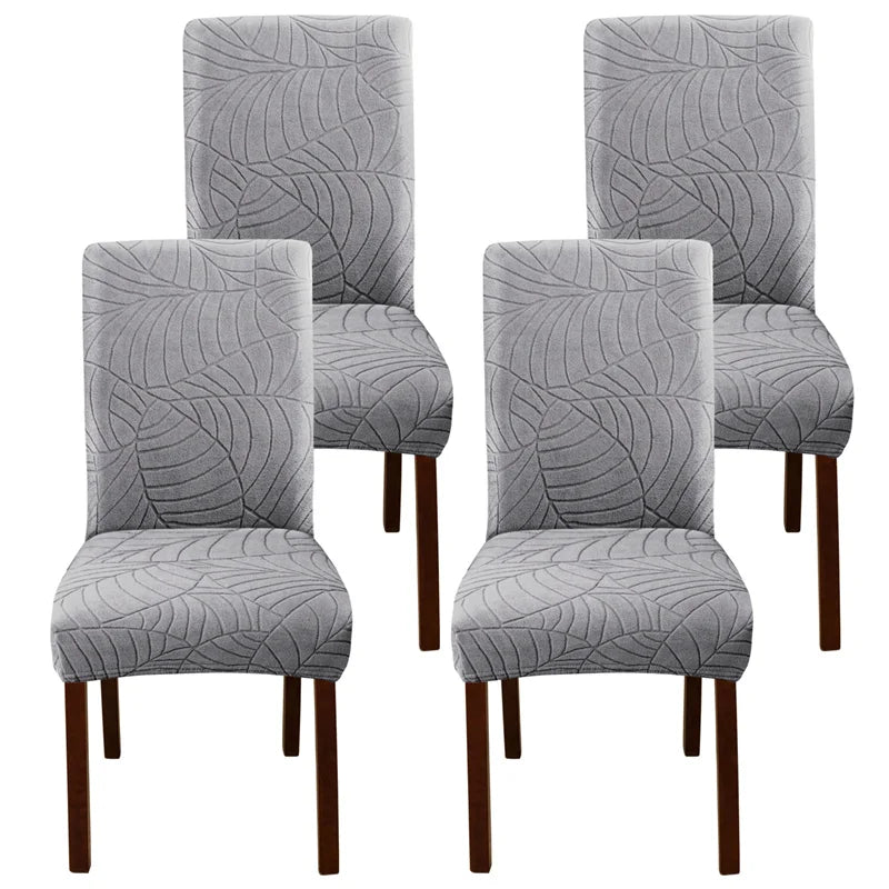 housse chaise velours motif feuilles extensible élastique fauteuil salle manger moderne