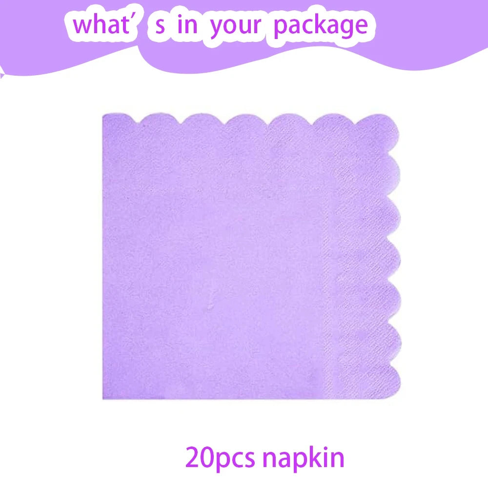 vaisselle jetable violet pastel assiettes gobelets serviettes nappe festive anniversaire mariage baptême