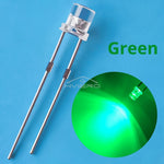 diodes led 3v transparentes bleues vertes rouges chaudes jaunes blanches roses violettes oranges plat