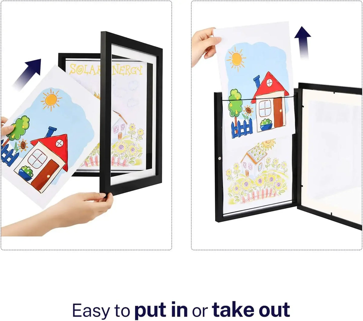cadre photo double face bois blanc noir transparent moderne enfants affichageversible