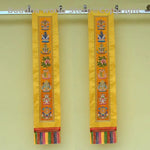 décoration murale rubans brodés multicolores motifs floraux clips métalliques traditionnels