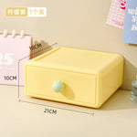 boîte rangement jaune vert rose moderne minimaliste matériau plastique opaquet tiroirs coulissants capacite 2l