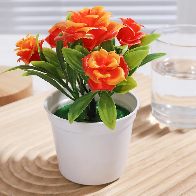 décoration intérieure moderne fleurs artificielles pots blancs feuilles vertes minimaliste exposition chambre fête