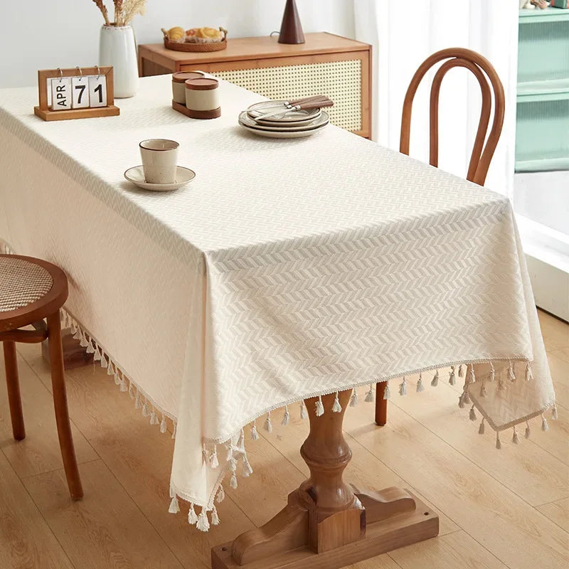 nappe table rétro japonaise beige zigzag blanc extérieur intérieur mariage festivité geometrique