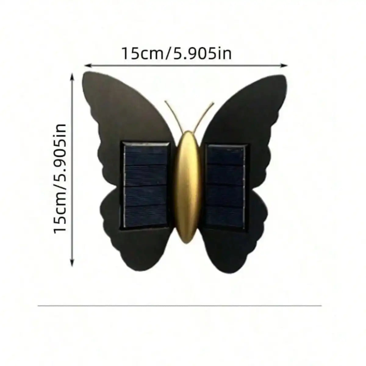 lampe murale solaire led papillon moderne noir doré extérieure adhésive ip44 rechargeable 2lumieres