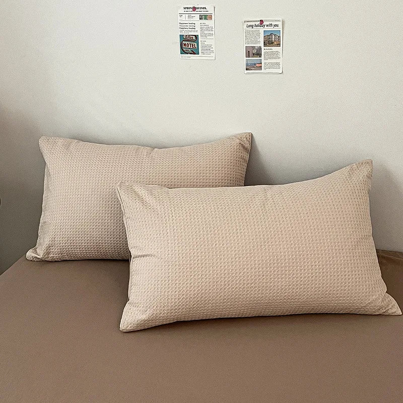 protège oreiller coton texture relief moderne enveloppe blanc maison pièces
