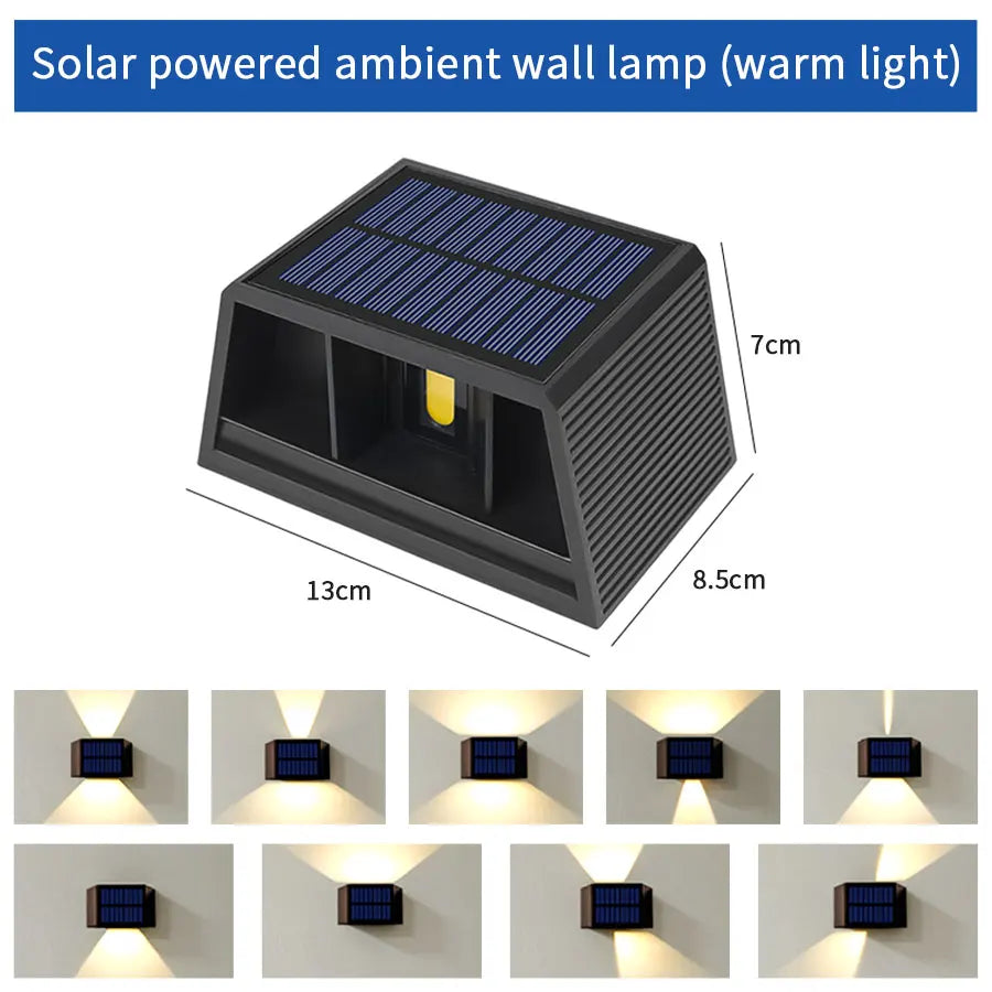lampe murale solaire noire contemporaine ip65 led rechargeable adhésifextérieur réglable