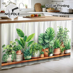 rideau décoration botanique impression plantes pots fond blanc rustique moderneôtel hospitalierôtel polyester machine wash