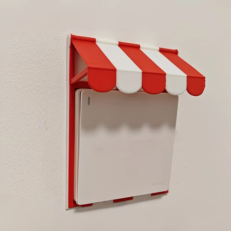 cache interrupteur bicolore rouge blanc rayures horizontales moderne adhésif interrupteur