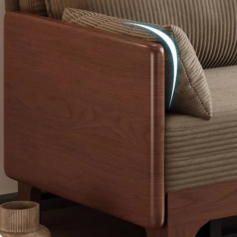 canapé lit marron clair rayures horizontales moderne extensible coussins multifonctionnel