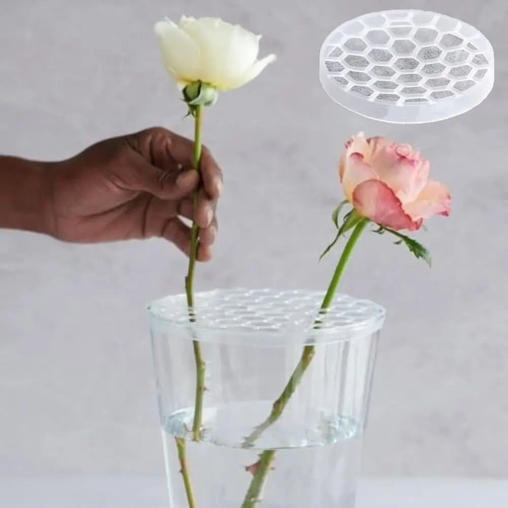 support composition florale transparent grille hexagonale moderne arrangement fleurs fixations invisibles 8x8x2cm