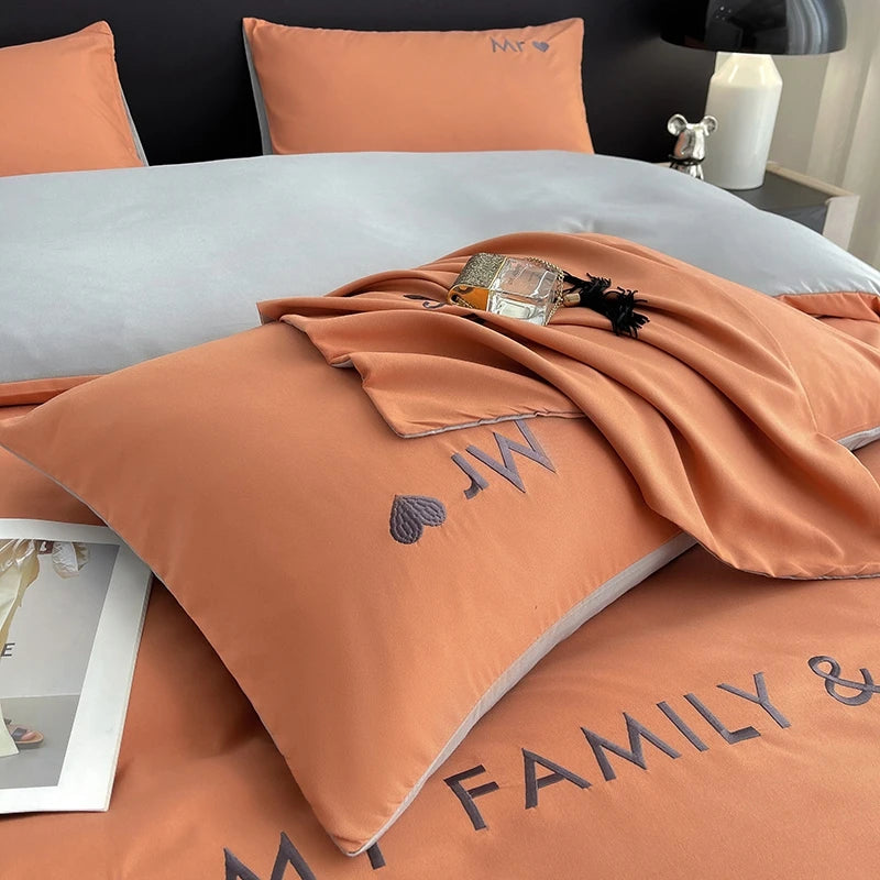 Parure de lit gris foncé avec housse de couette et taies d'oreiller