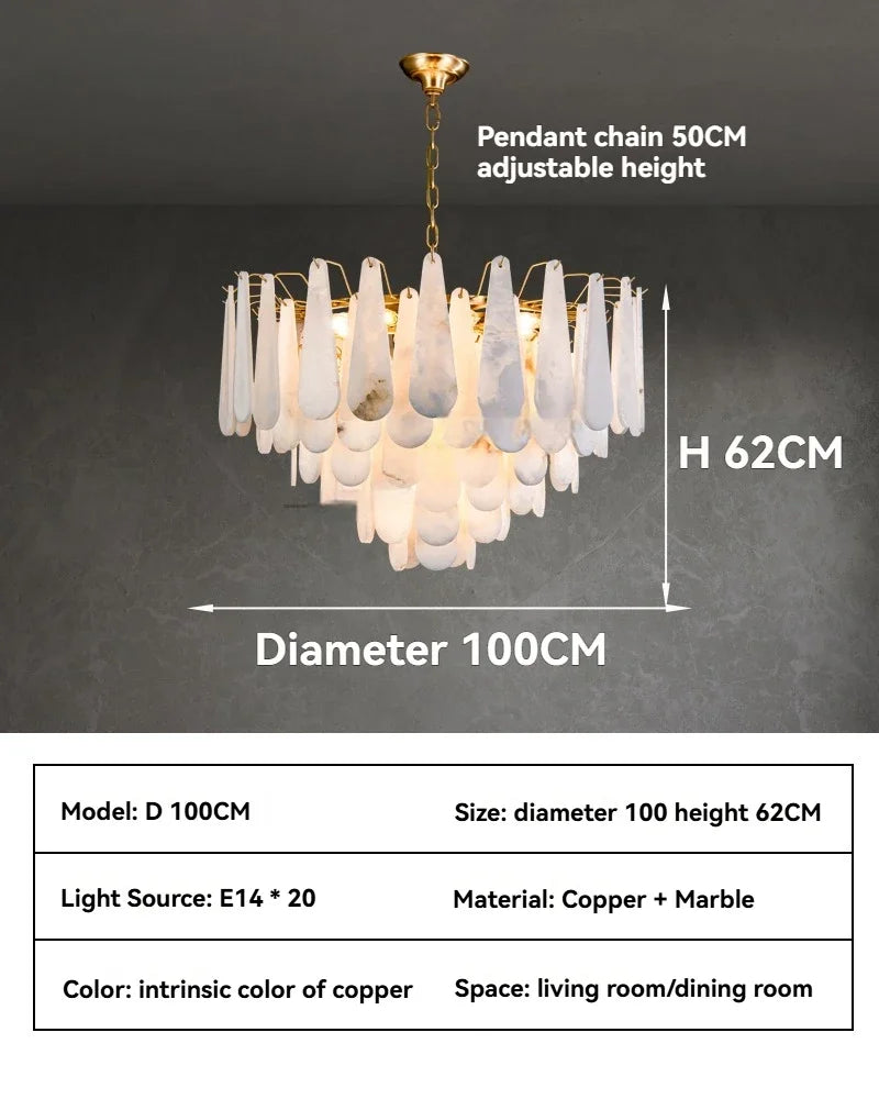 lustre suspension moderne marbre blanc doré luxe salon salle manger chambre élégant