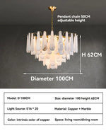 lustre suspension moderne marbre blanc doré luxe salon salle manger chambre élégant