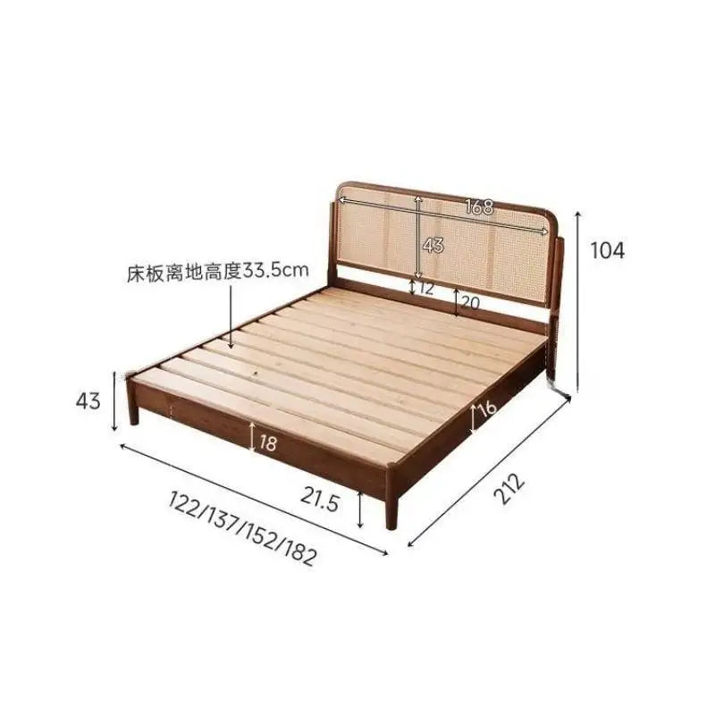 lit moderne marron clair tissu imprimé 1500mm 1800mm 2000mm minimaliste rustique chambre coucher