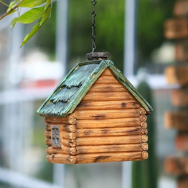 nid oiseaux suspendu résine marron vert rustique fenêtre porte lanterne cheminéeextérieur imitation bois tuiles