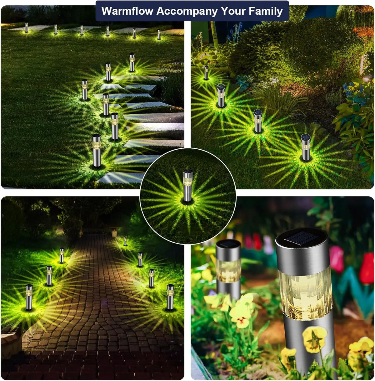lampe solaire jardin led acier inoxydable moderne argenté doré ip65extérieur minimaliste