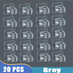 porte balai adhésif support murale rangement moderne salle bain outils nettoyage hooks gris clair