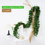 guirlande végétale artificielle feuilles rondes vert moderne 72 feuilles longueur 200cm extérieur