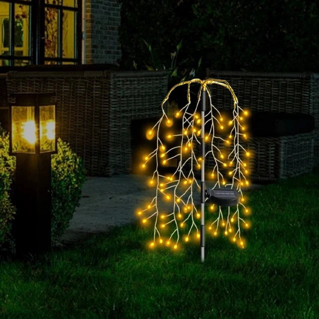 guirlande lumineuse solaire imperméable led multicolore blanc chaud moderne décoratifextérieur willow jardin fleurs cloche