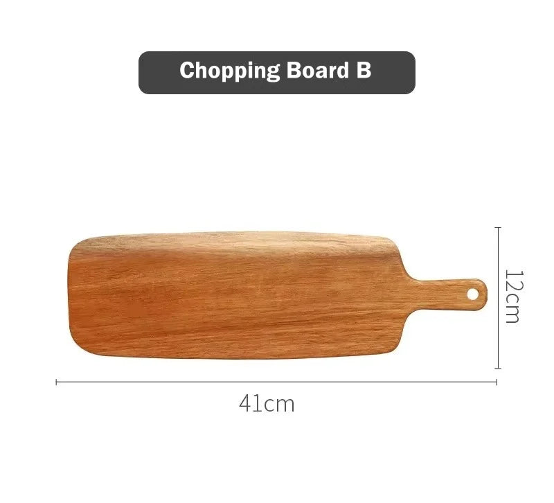 planche découper bois rustique plateau service suspendu pain fourchette nappe verte
