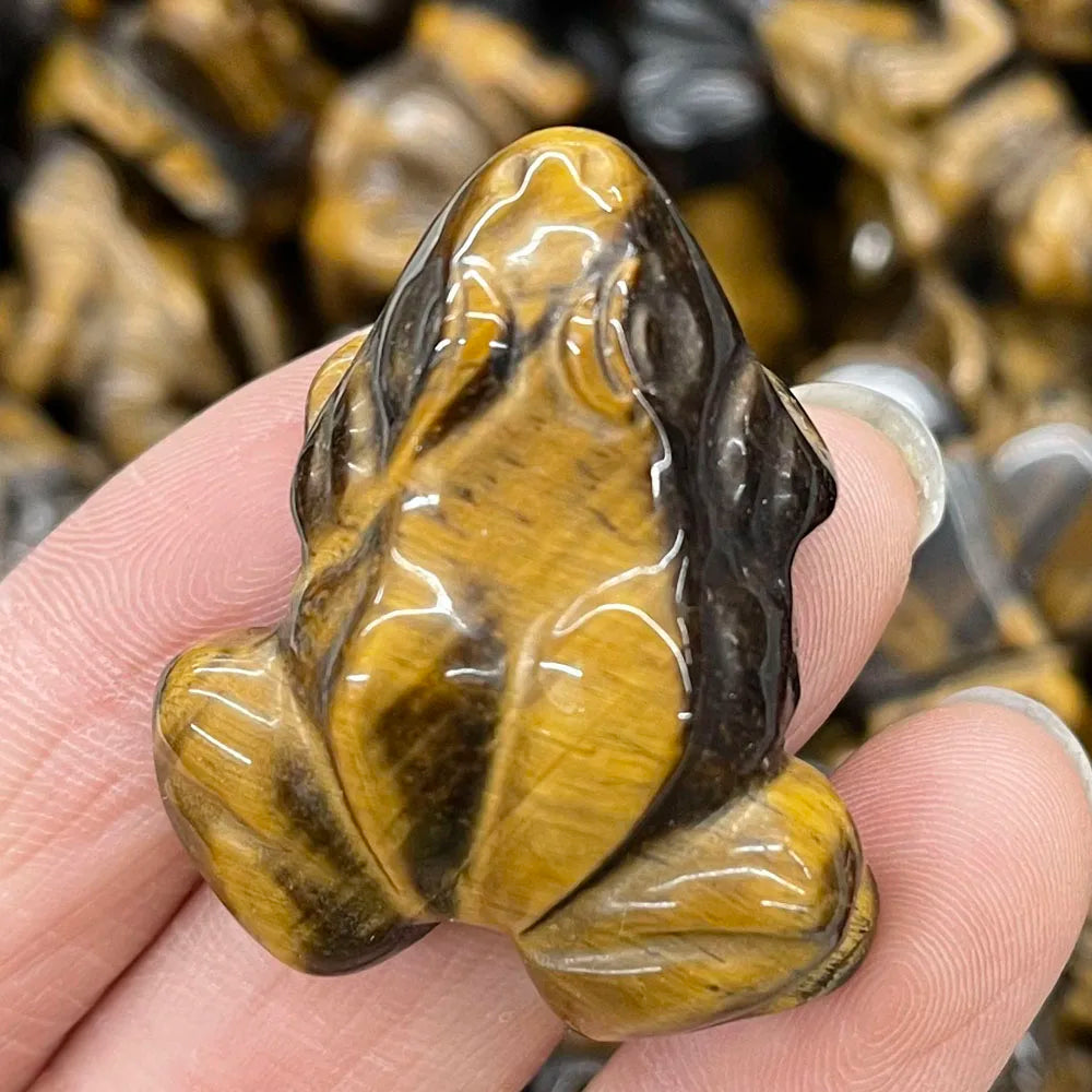 statuette grenouille pierre naturelle jaune rouge rose verte noire aventurine quartz rose ornement maison
