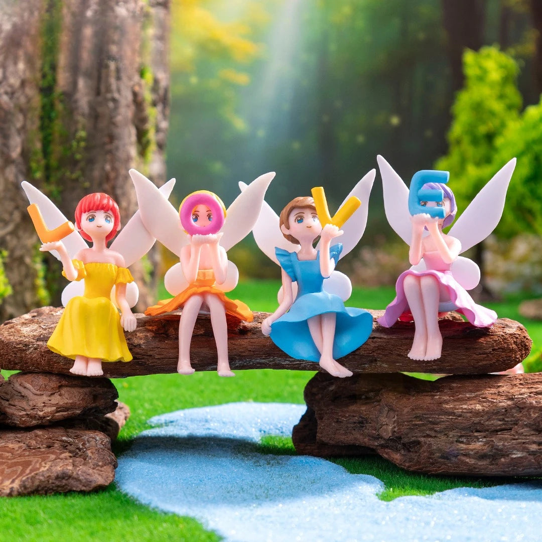 figurines fées résine vert rose bleu violet fantaisie enfantine salon décoration artisanale pasteurale papillons