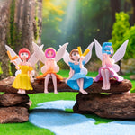 figurines fées résine vert rose bleu violet fantaisie enfantine salon décoration artisanale pasteurale papillons