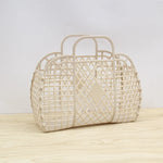 panier maille moderne noir rose clair bébé rangement réutilisable respectueux environnement minimaliste poignéescrição basée