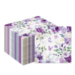 serviettes papier fleur violettes roses pivoines serviettes coeurs anniversaire mariage fêtes