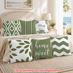 lot housses coussin vert clair motifs géométriques modernes salon maison