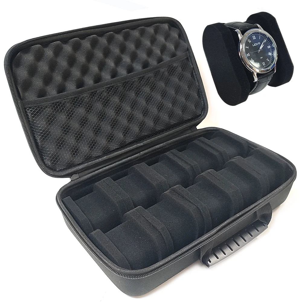 boîte montres noir texturée support moderne 10 15 18 fentes