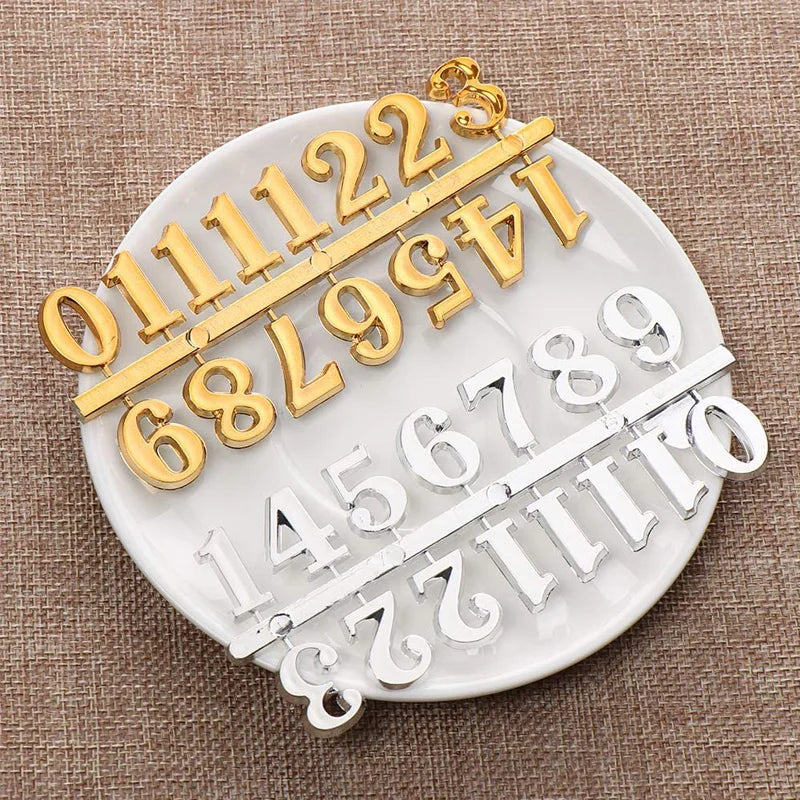 horloges murales numériques classiques or argent romains autocollants décoration murale stickers numéraux