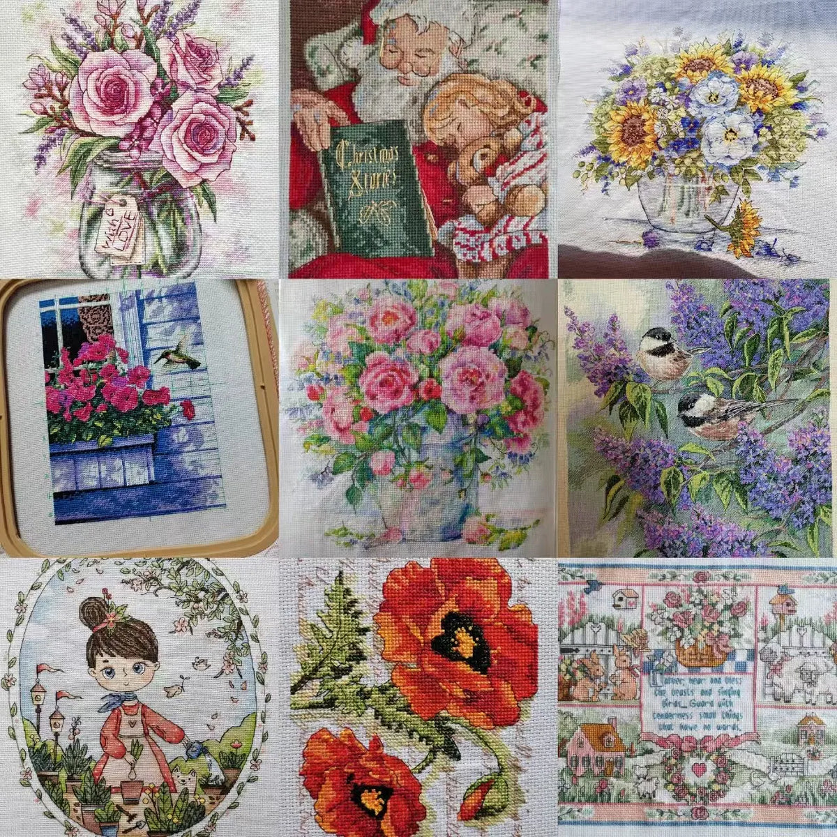 broderie portrait fleurs animaux paysages colorées traditionnelle réaliste
