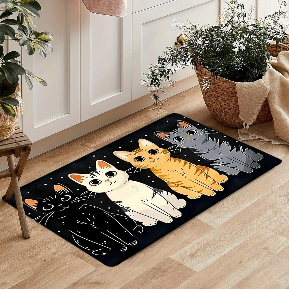 tapis moderne chatons dessin animé anti bactéries antidérapant résistant rides 30x50cm 40x60cm 50x80cm salon